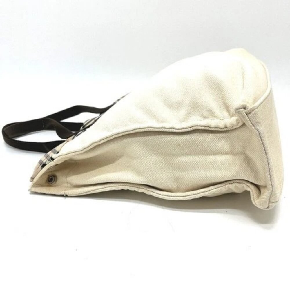 BURBERRY BLUE LABEL Check pattern Bags Hand Bag Tote Bag Canvas Beige - Picture 4 of 16